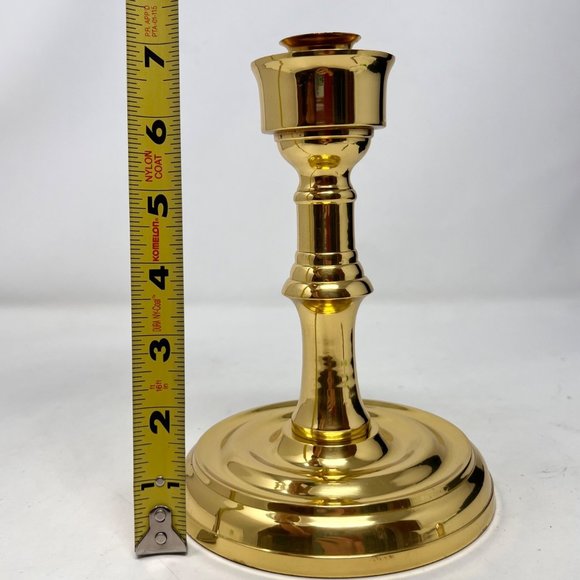 Candlestick / Candleholder Solid Brass 7.25 Tall 5.25” Diameter Base - Picture 8 of 8